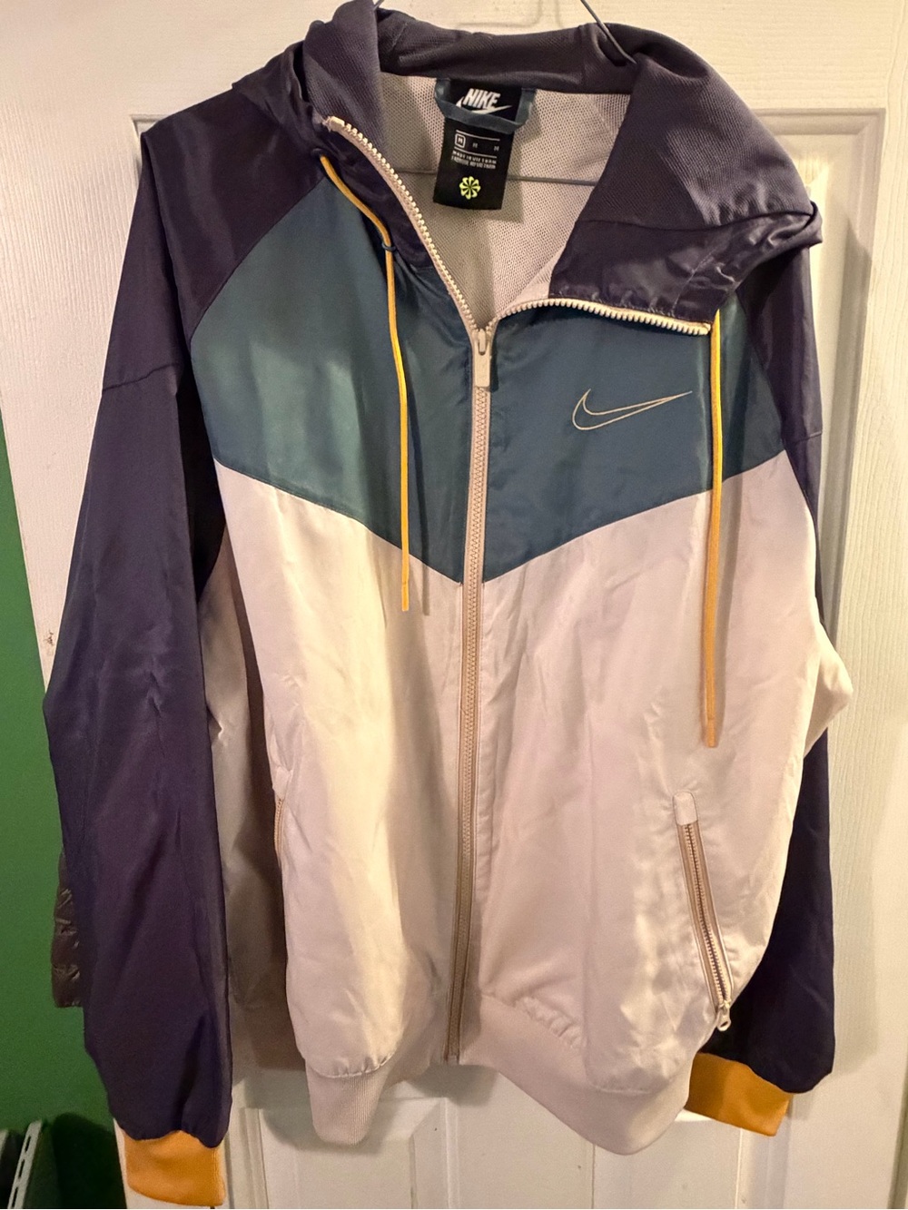 Nike Men’s Hooded Colorblock Windbreaker Jacket - Teal/Gray/Yellow